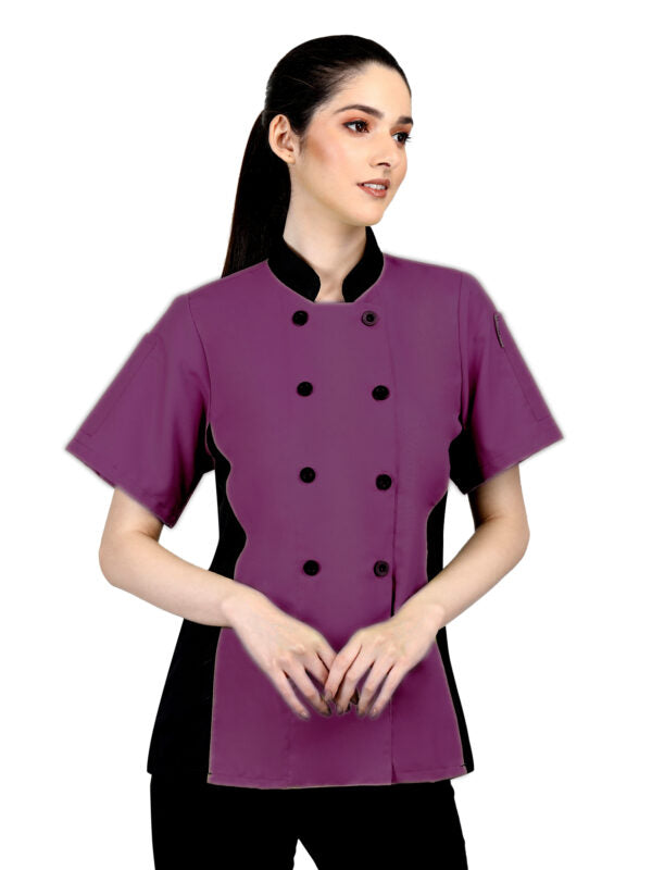Short Sleeves side Mesh Vented Chef Coat Jacket Uniform for Women Food Service, Caterers, Bakers and Culinary Professional